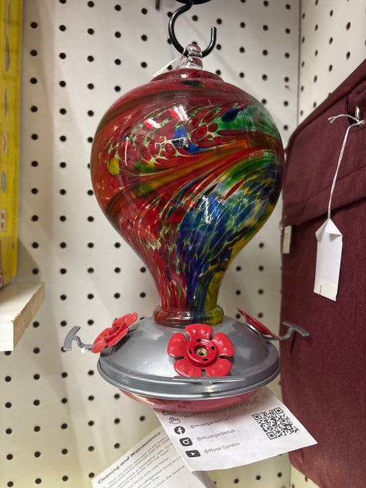 hand blown hummingbird feeder