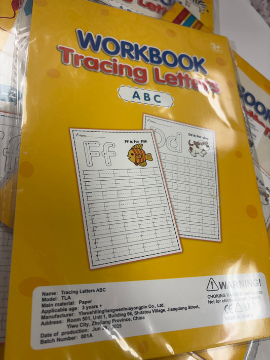 Workbook, tracing letter letters