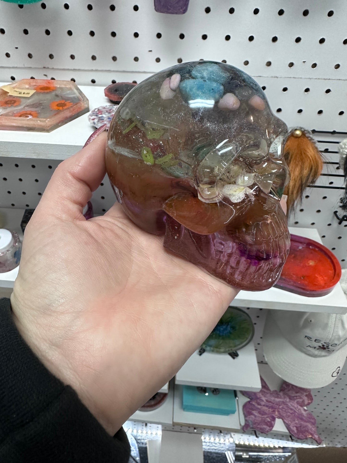 Floral resin skull