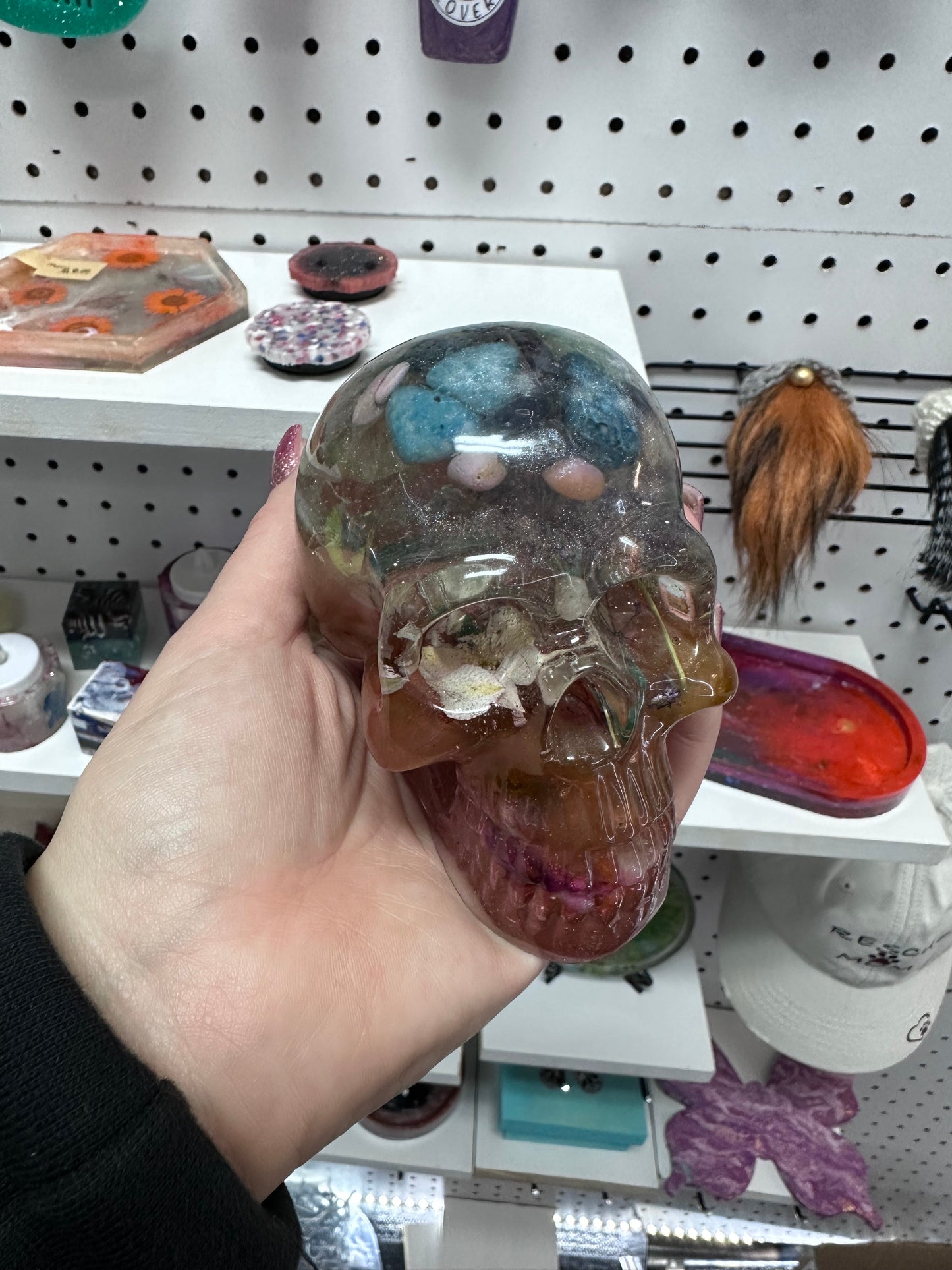 Floral resin skull