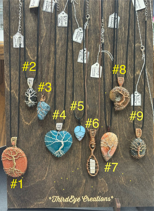 Wired wrapped crystal necklaces