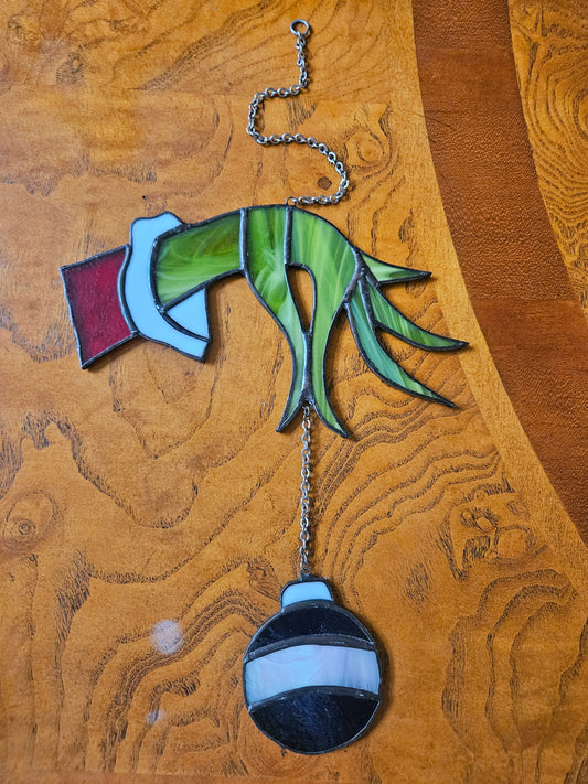Grinch Hand Stained Glass