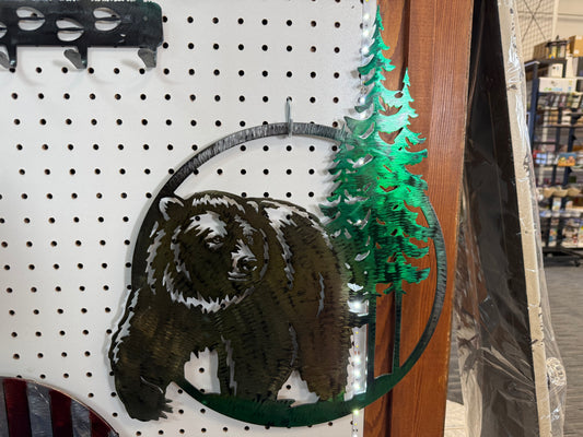 Bear in circle metal sign