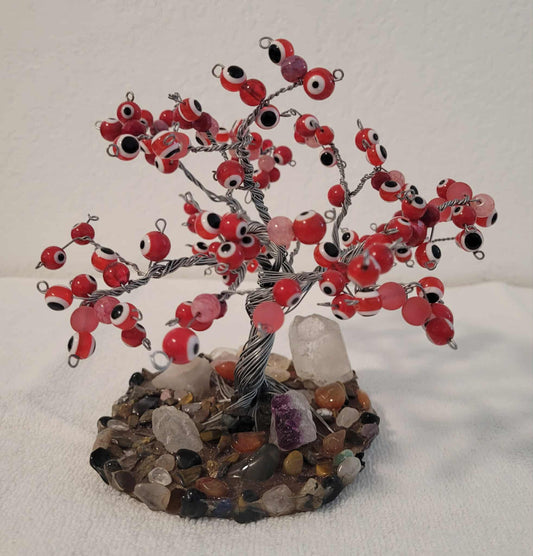 Handmade Evil eye crystal tree