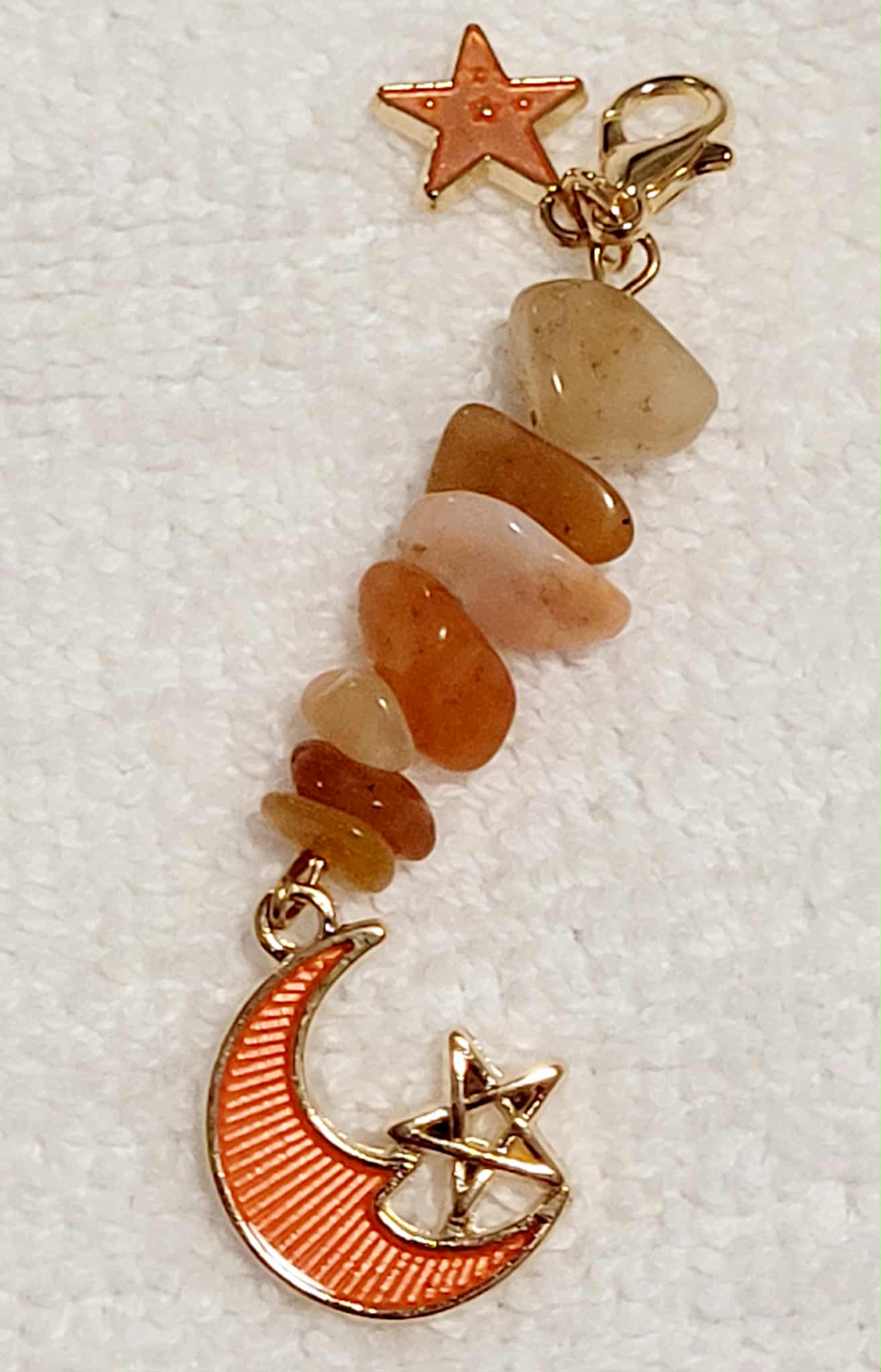 Gemstone Beaded Moon Pendant Charm