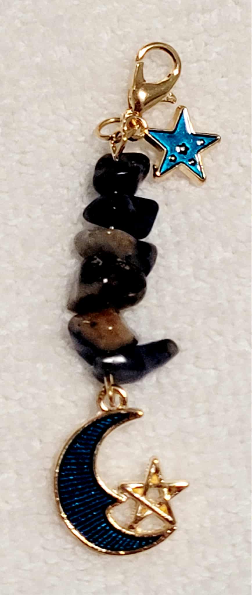 Gemstone Beaded Moon Pendant Charm