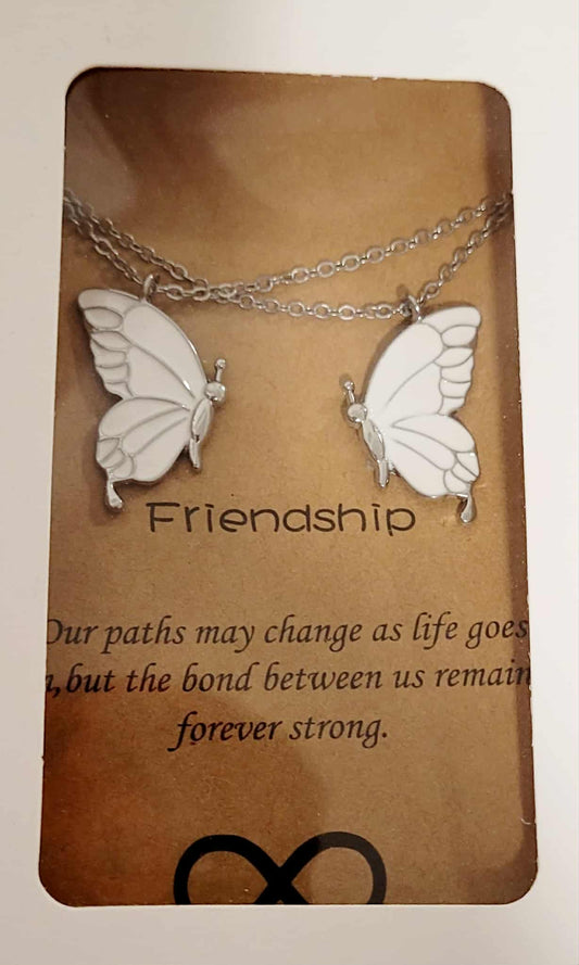 White Butterfly Friendship Necklace