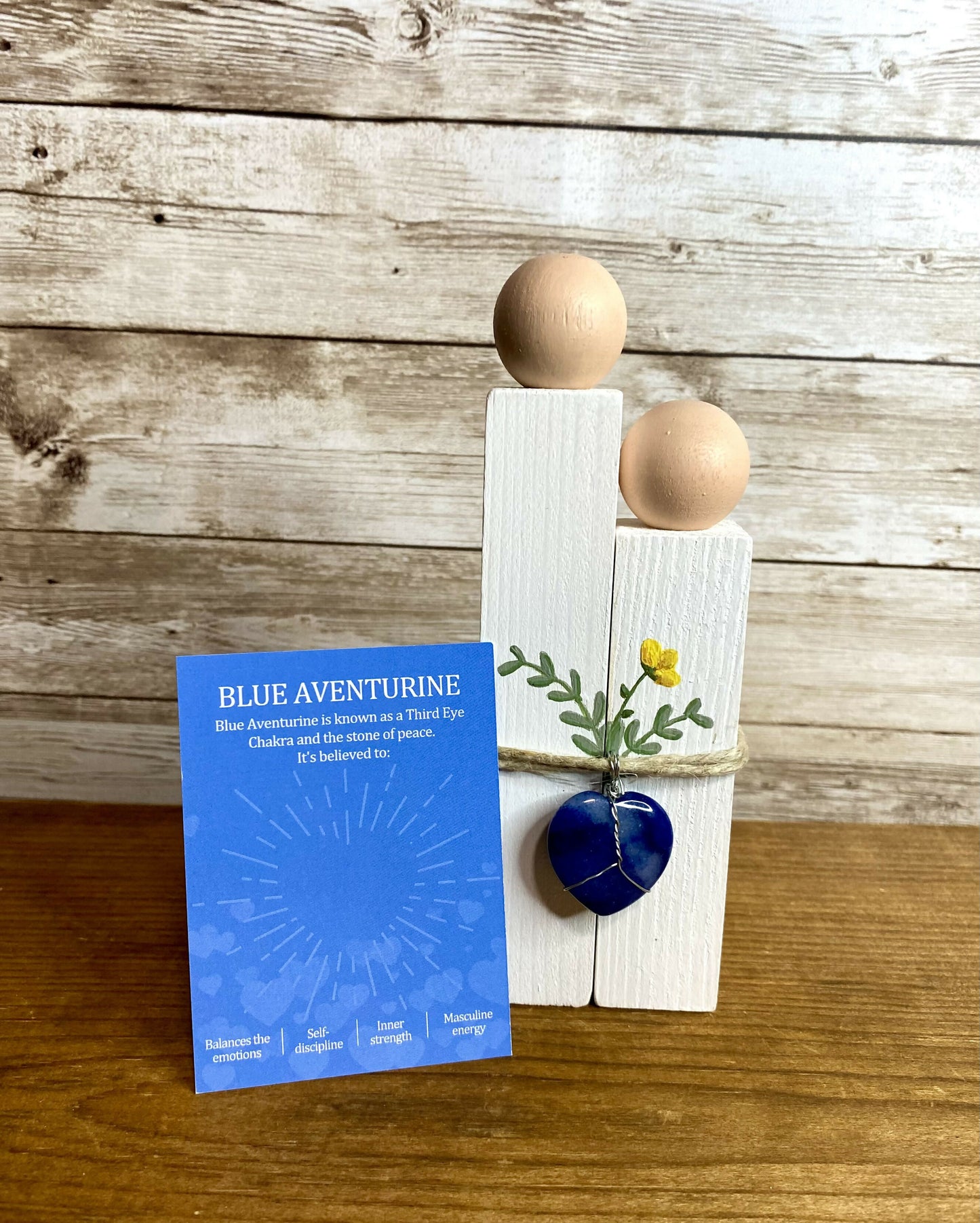 Wood couple with crystal heart