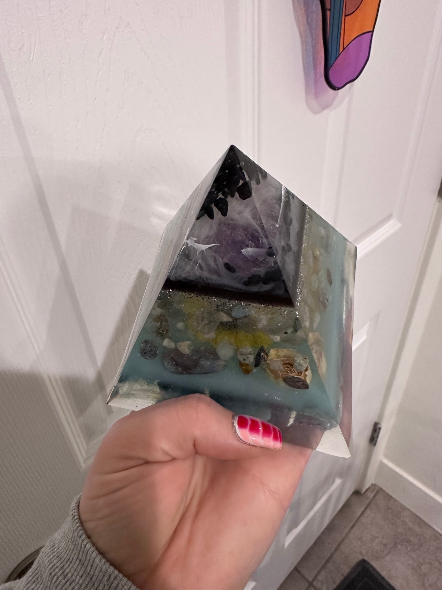 Large Resin mixed stone pyramid