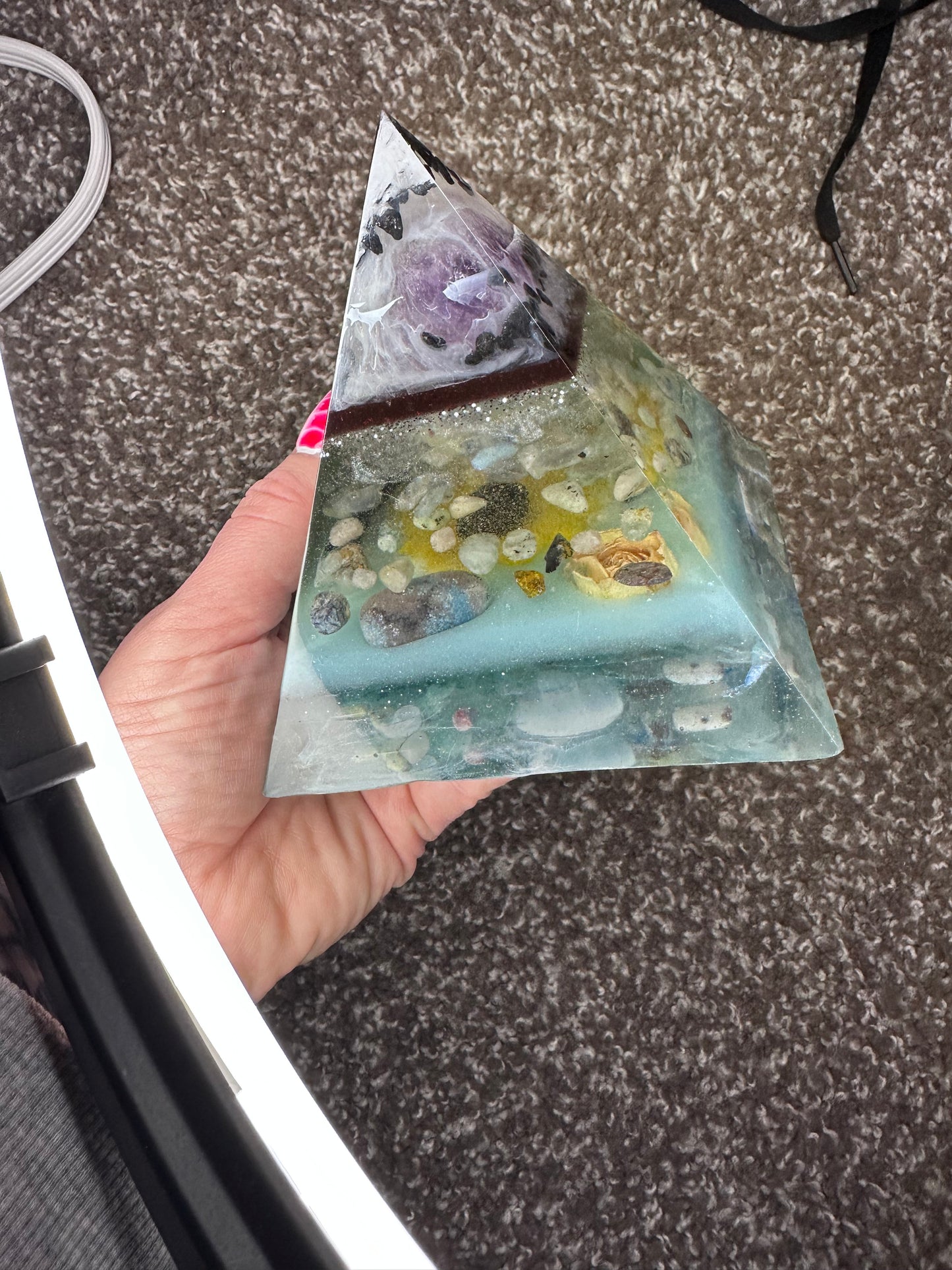 Large Resin mixed stone pyramid