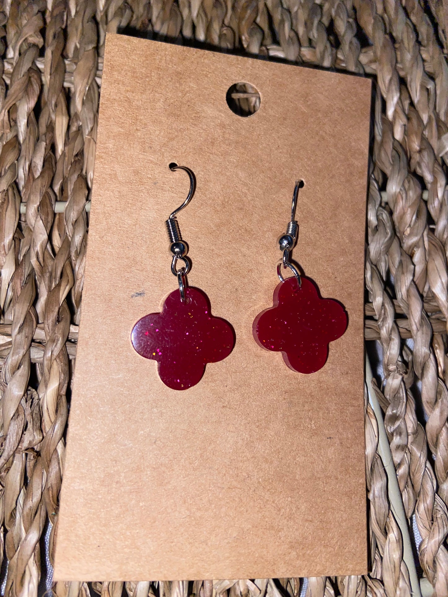 Maroon dangle earrings