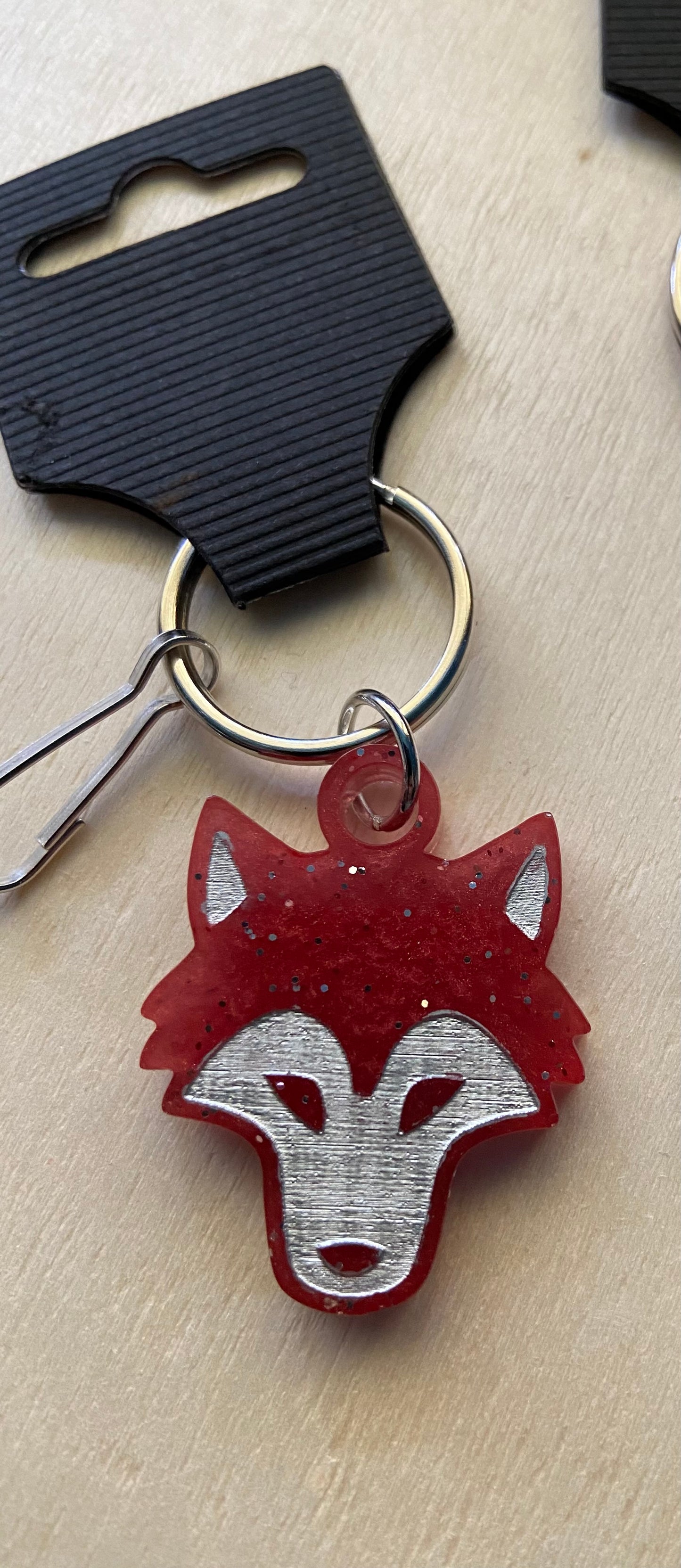 Mini wolf head keychain
