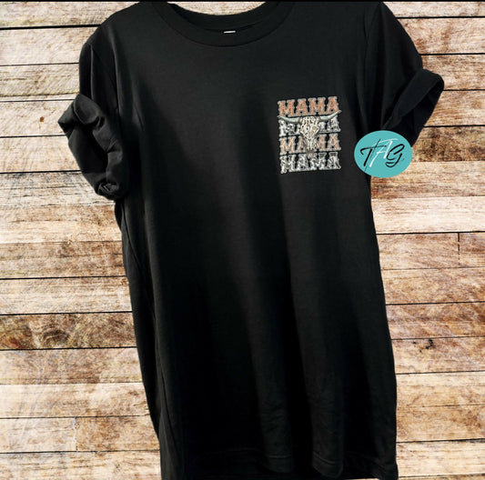 Mama Western Tshirt pocket Design