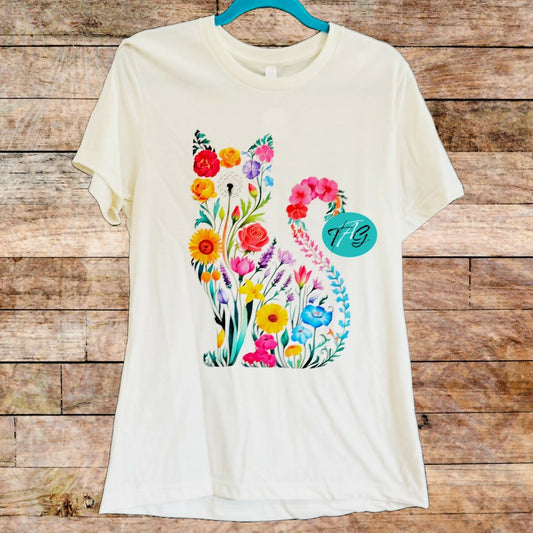 Floral Feline Graphic Bella + Canvas Tshirt