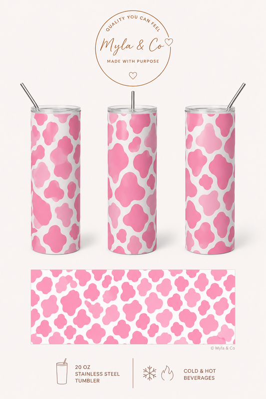 Pink Cow Print 20oz Tumbler