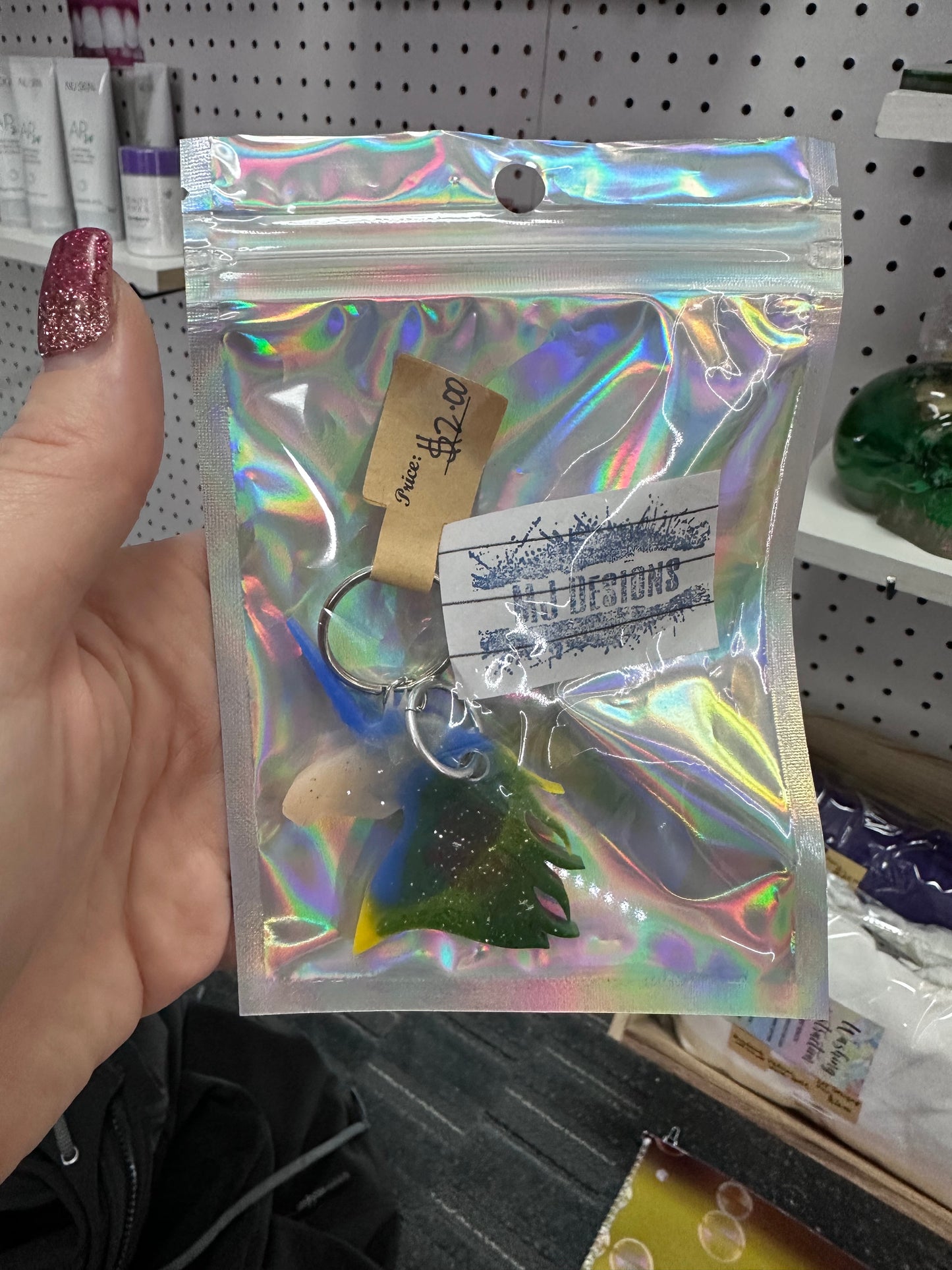 Resin unicorn keychain rainbow