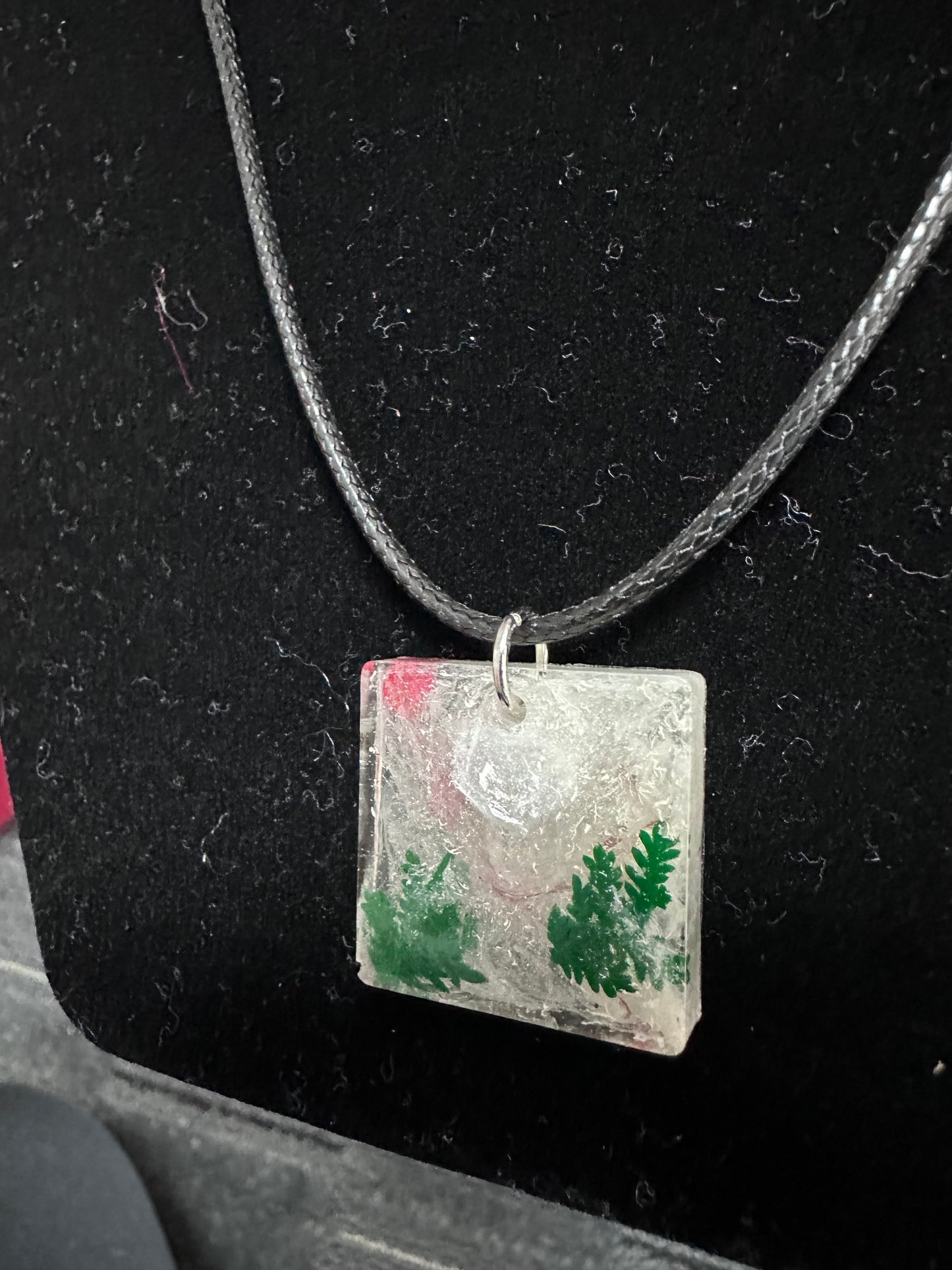 Square resin floral pendant