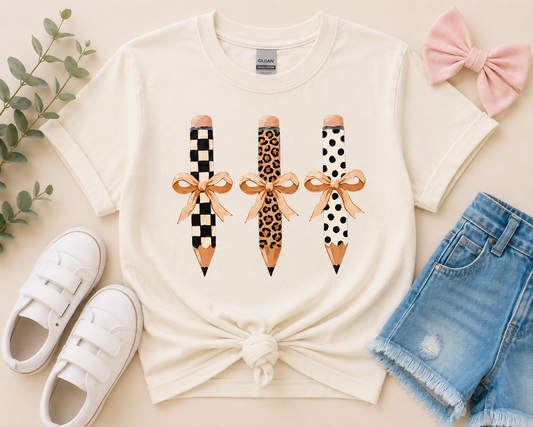 Back to School Bow Pencil Tee