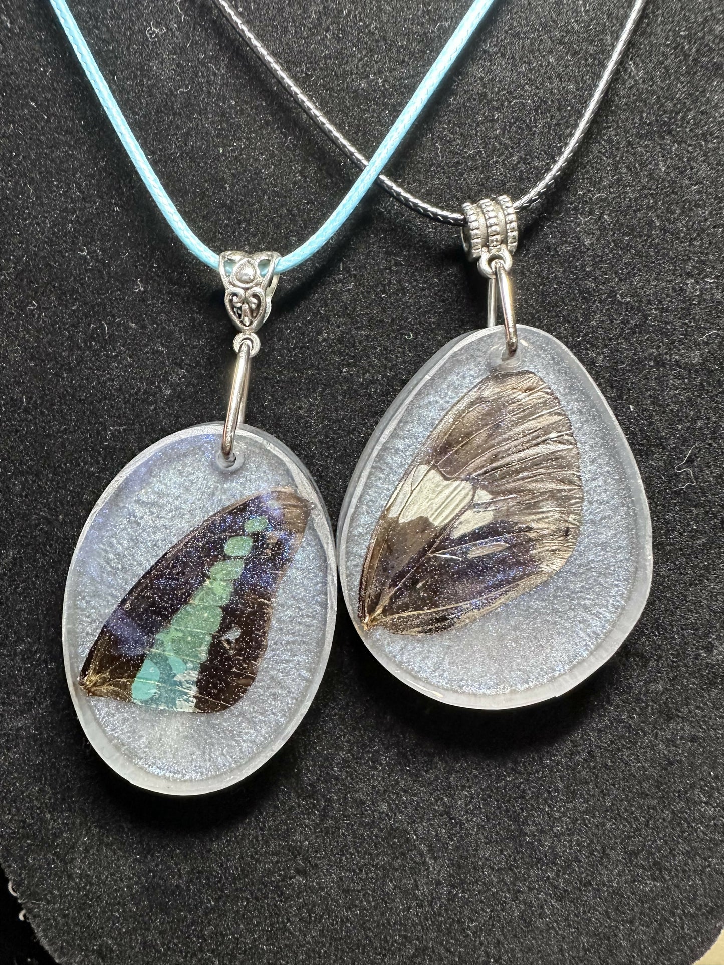 Butterfly wing resin necklaces