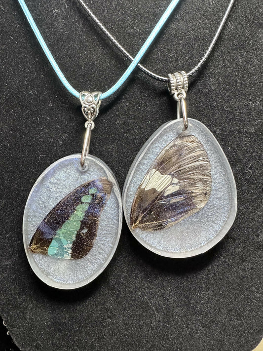 Butterfly wing resin necklaces