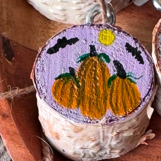 Wood slice ornament pumpkin patch
