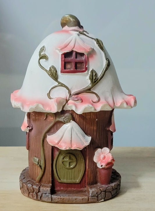 Pink Fairy Garden House Figurine