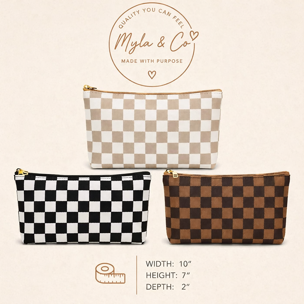 Checkered Travel Cosmetic Pouch