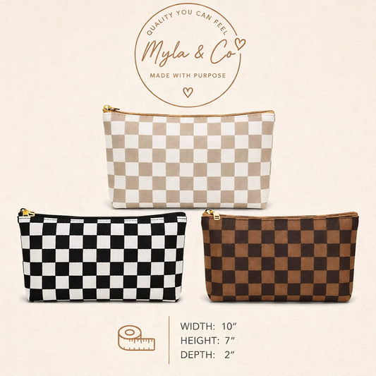 Checkered Travel Cosmetic Pouch