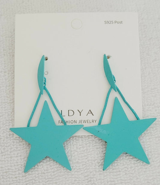 LDYA Blue Star Dangling Earrings