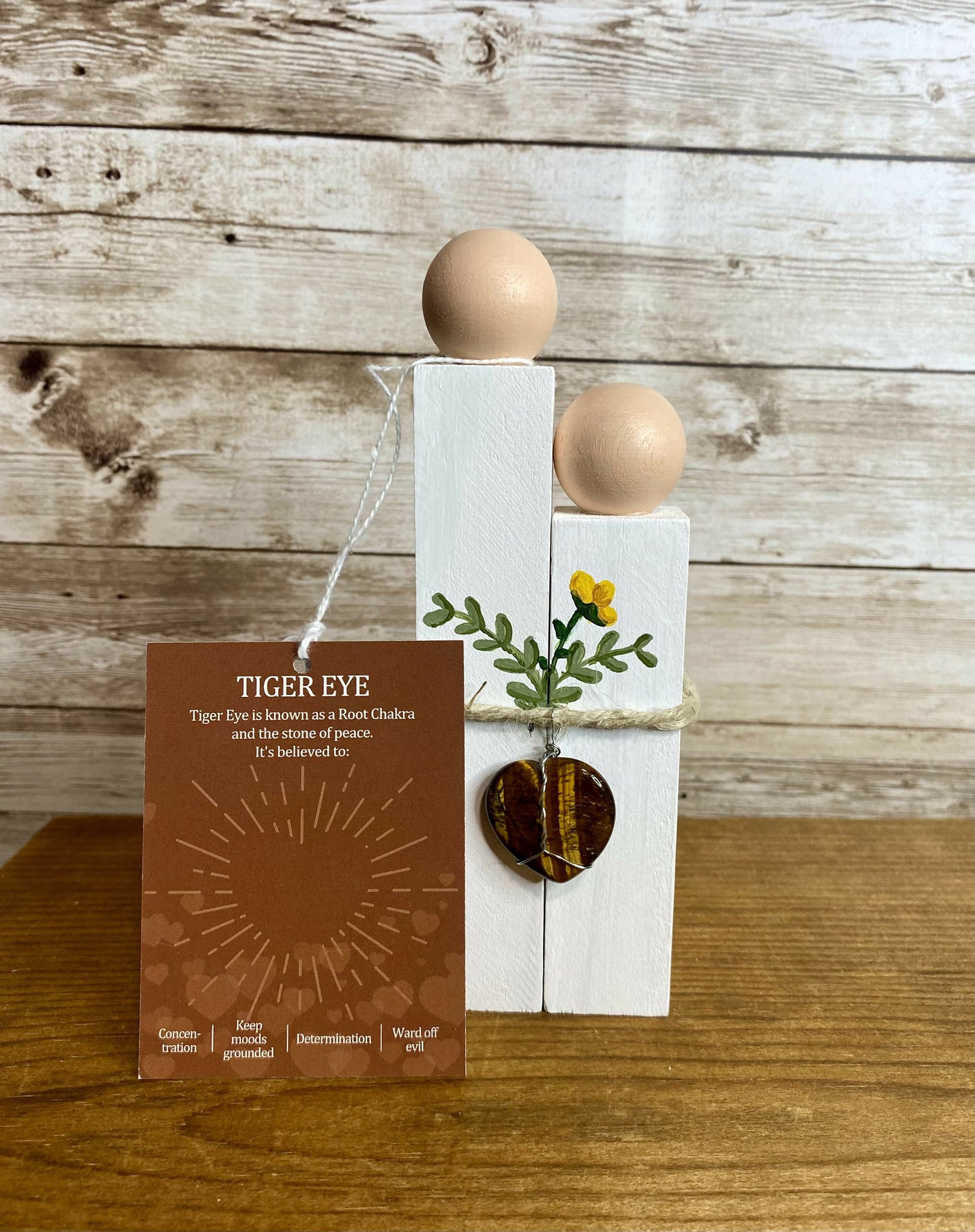 Wood couple with crystal heart