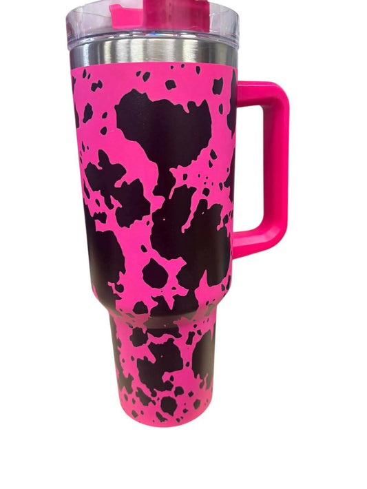 40 oz laser Cow print tumbler