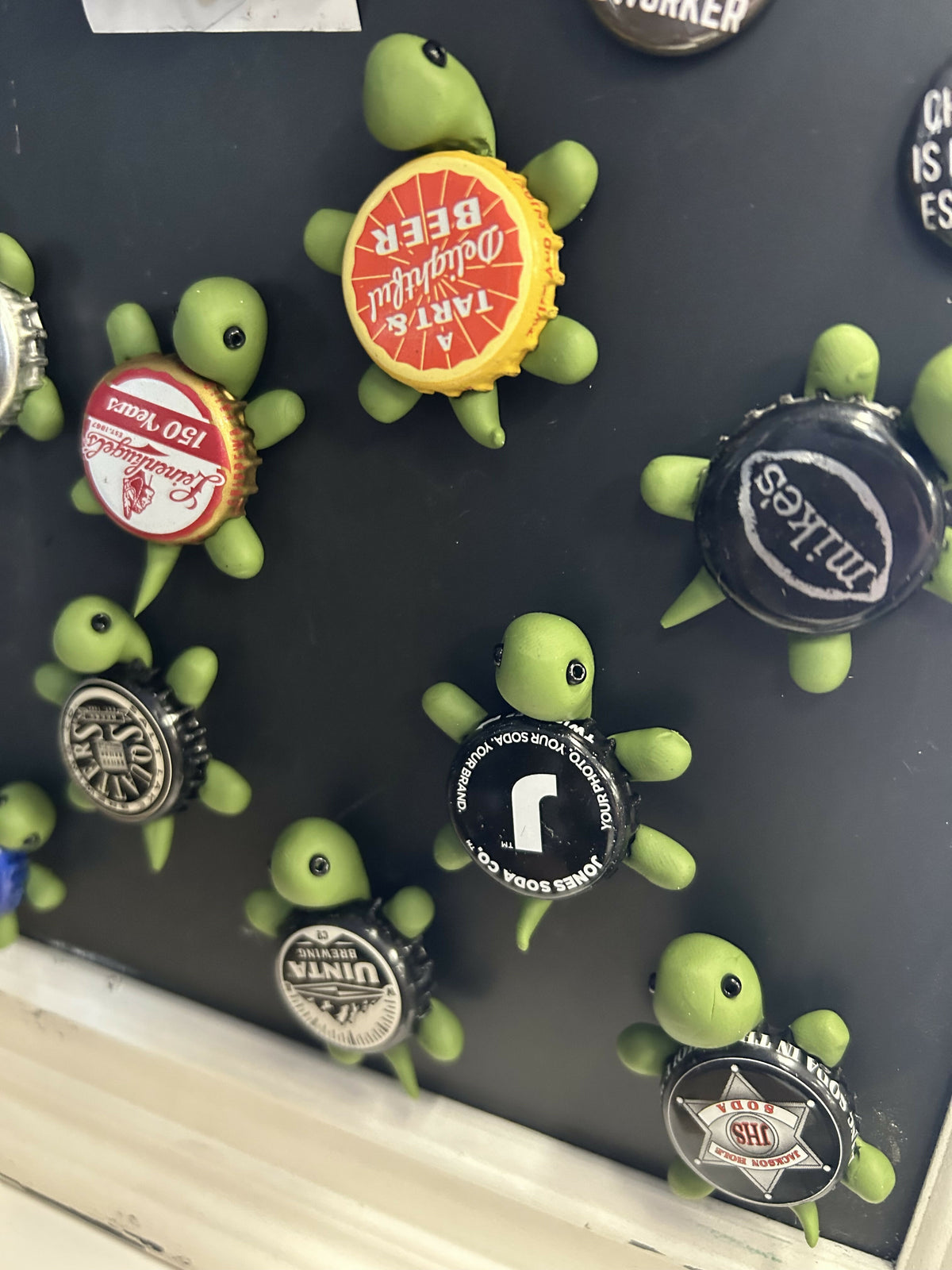 Bottlecap turtle magnets