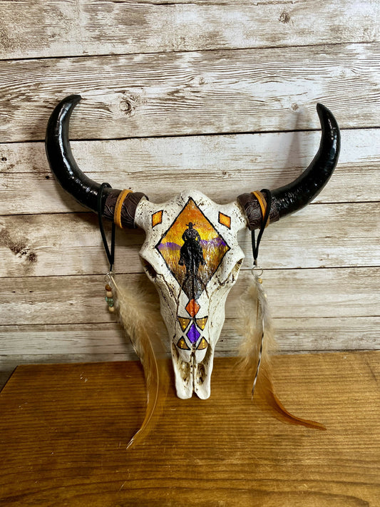 Hand painted faux cow skull
