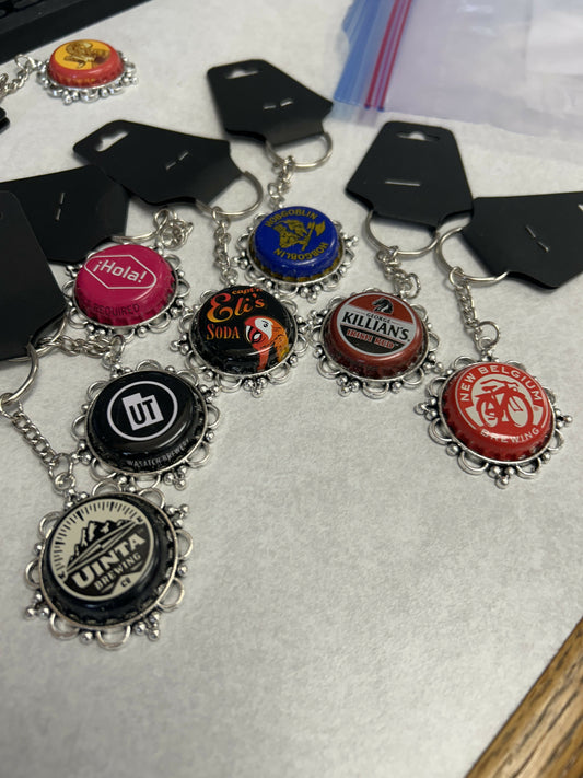 Bottle Cap Keychains, Various