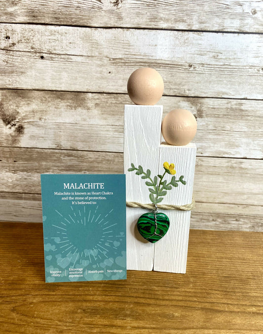 Wood couple with crystal heart