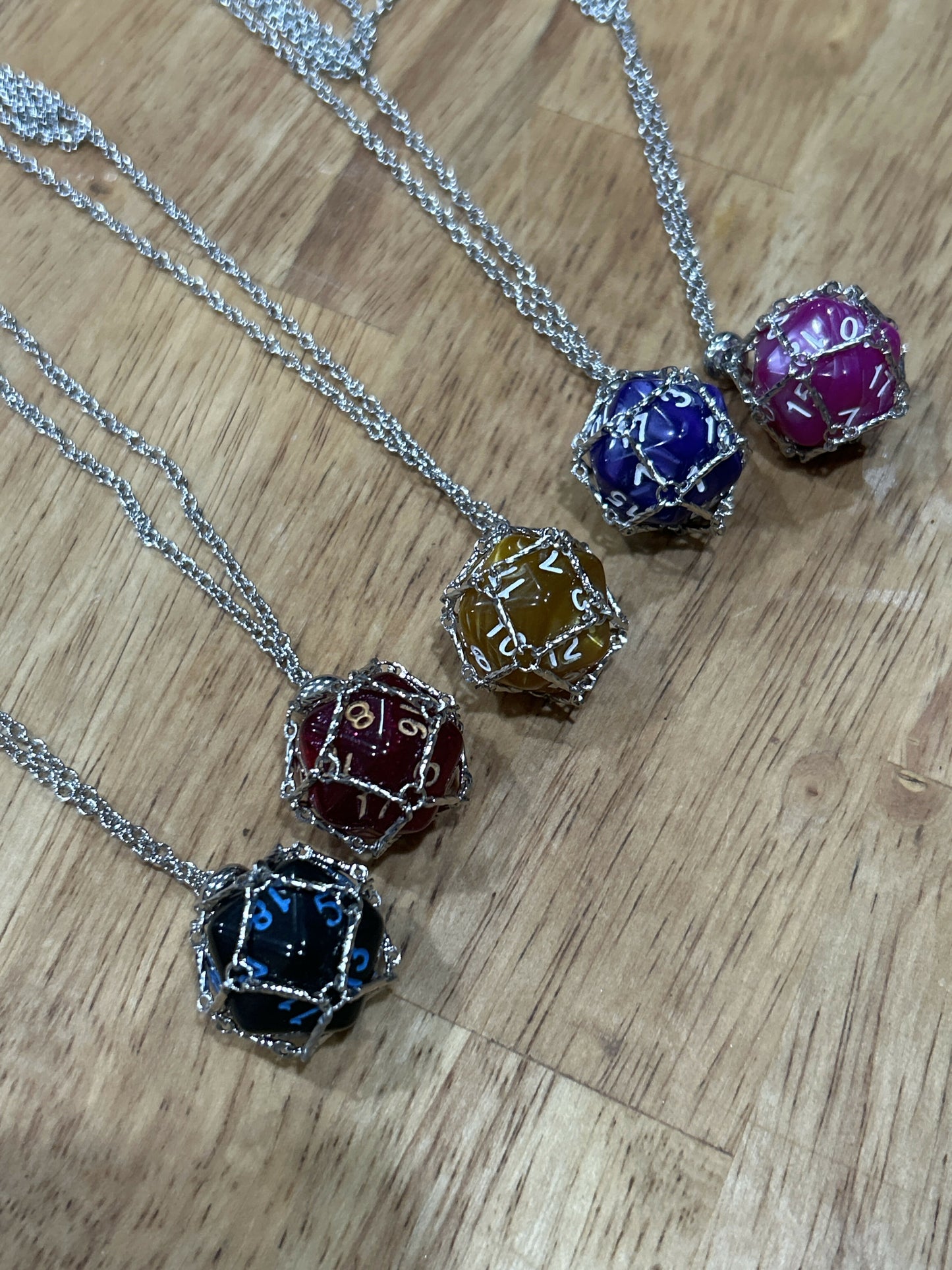 D20 Cage Necklace, various colors